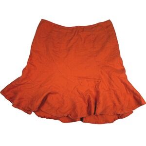VTG Y2K Old Navy Skirt Women 16 Coral 100% Linen Cottagecore Lagenlook Flutter